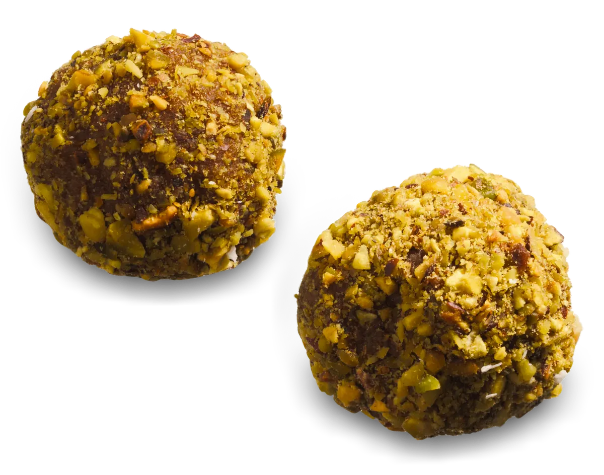 Date Cinnamon Balls pistachio close-up